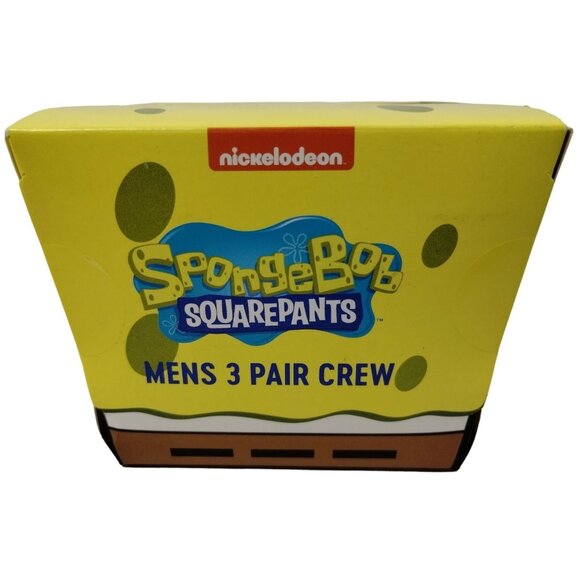 Bioworld SpongeBob SquarePants Mens 3 Pair Crew Socks Size 10 to 13 Nickelodeon - Picture 3 of 5
